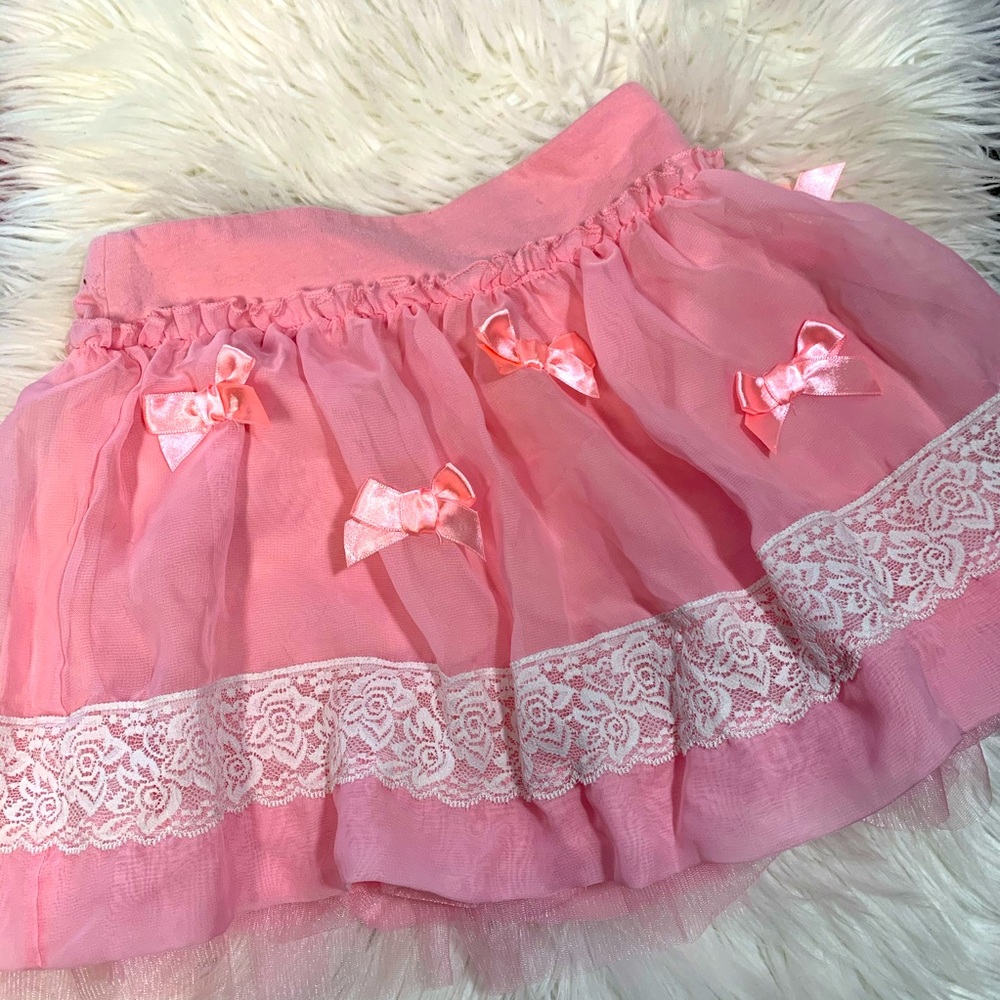Pink girls skirt elastic waist 6 6x